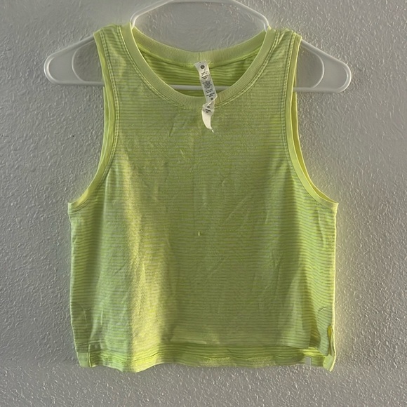 lululemon athletica Tops - Lululemon train to be tank striped size 4 neon yellow/ green